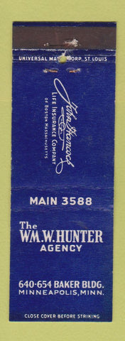 Matchbook Cover - John Hancock Insurance WM Hunter Minneapolis MN