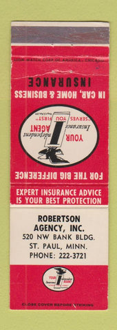 Matchbook Cover - Robertson Insurance Agency St Paul MN WEAR
