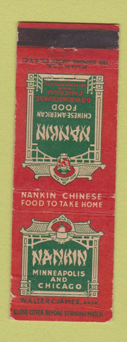 Matchbook Cover - Nankin Chinese Restaurant Minneapolis MN Chicago IL WORN