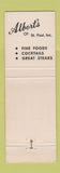 Matchbook Cover - Albert's St Paul MN restaurant WEAR