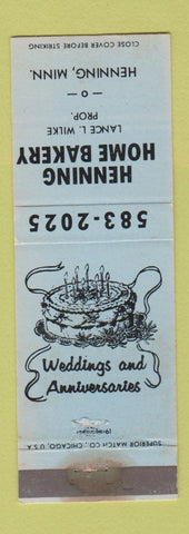 Matchbook Cover - Henning Home Bakery Henning MN WORN