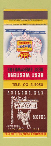 Matchbook Cover - Trails End Motel Abilene KS saddle Best Western