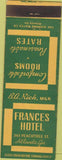 Matchbook Cover - Frances Hotel Atlanta GA