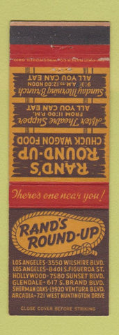 Matchbook Cover - Rand's Round Up Chuck Wagon Los Angeles Hollywood CA