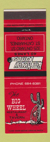 Matchbook Cover - Big Wheel Restaurant Parkway bowling St Catharines ON
