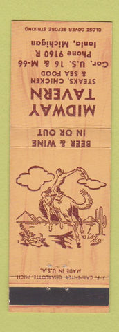 Matchbook Cover - Midway Tavern Ionia MI cowboy