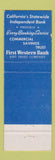 Matchbook Cover - First Western Bank San Francisco CA