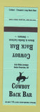 Matchbook Cover - Cowboy Back Bar Belle Fourche SD