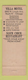 Matchbook Cover - Villa Motel Chicago IL girlie