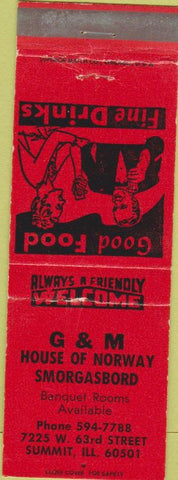 Matchbook Cover - House of Norway Smorgasbord Summit IL