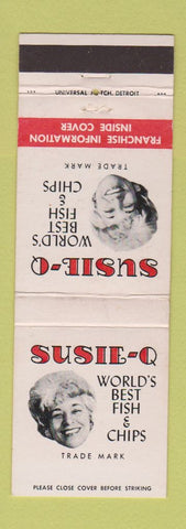 Matchbook Cover - Susie Q Fish and Chips Bloomfield Hills MI girlie
