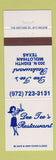 Matchbook Cover - Dee Tee's Restaurant Midlothian TX girlie