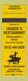 Matchbook Cover - Isaack's Restaurant Junction TX cowboy