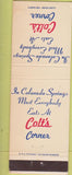 Matchbook Cover - Colt's Corner Colorado Springs CO