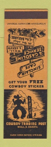 Matchbook Cover - Cowboy Trading Post Wall SD Sinclair oil gas cowboy