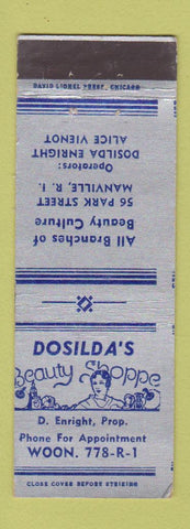 Matchbook Cover - Dosilda's Beauty Shooppe Manville RI girlie WEAR