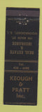 Matchbook Cover - Keough & Pratt Real Estate Insurance Woonsocket RI