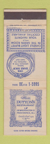 Matchbook Cover - Miss Dutton's Restaurant Providence RI WEAR