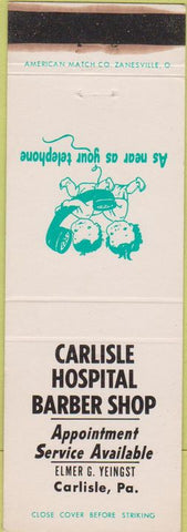 Matchbook Cover - Carlisle Hospital Barber Shop PA