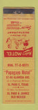 Matchbook Cover - Papagayo Motel El Paso TX WORN
