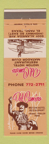 Matchbook Cover - Del Camino Motor Hotel Restaurant El Paso TX