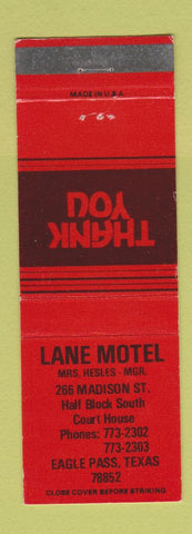 Matchbook Cover - Lane Motel Eagle Pass TX