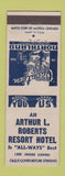 Matchbook Cover - Arthur Roberts Resorts Rochester Grand Marais Brainerd MN