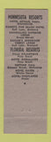 Matchbook Cover - Arthur Roberts Resorts Rochester Grand Marais Brainerd MN