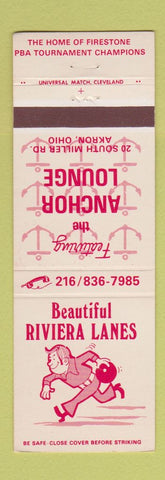Matchbook Cover - Riviera Lanes Bowling Akron OH