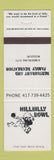 Matchbook Cover - Hillbilly Bowling Kimberling City MO