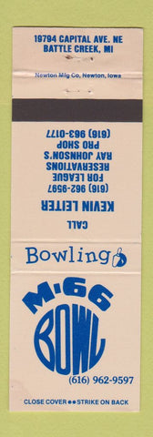 Matchbook Cover - M 66 Bowling Battle Creek MI
