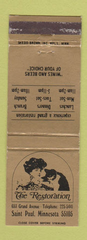 Matchbook Cover - The Restoration ST Paul MN restaurant WORN
