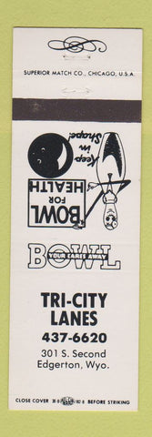 Matchbook Cover - Tri City Lanes Bowling Edgerton WY