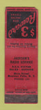 Matchbook Cover - Jackson's Radio Service RCA Montour Falls NY low phone # WORN