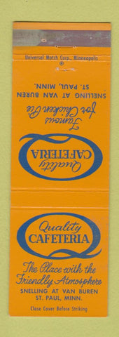 Matchbook Cover - Quality Cafeteria St Paul MN