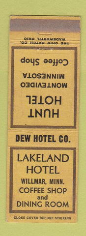 Matchbook Cover - Lakeland Hotel Willmar MN Montevideo WEAR