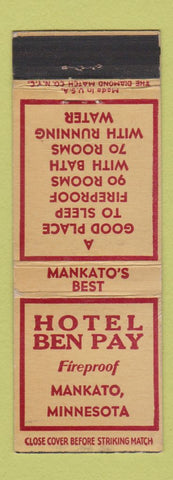 Matchbook Cover - Hotel Ben Pay Mankato MN YELLOW