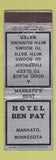 Matchbook Cover - Hotel Ben Pay Mankato MN SILVER WEAR