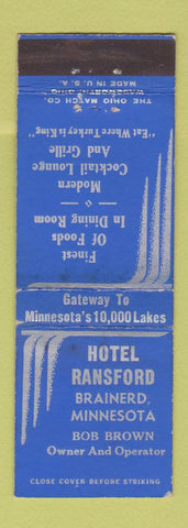 Matchbook Cover - Hotel Ransford Brainered MN BLUE