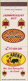 Matchbook Cover - The Arena steaks Wilkes Barre PA