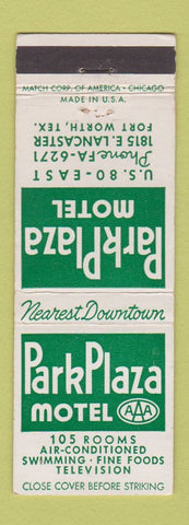 Matchbook Cover - Park Plaza Motel Fort Worth TX