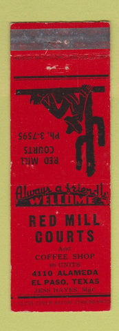 Matchbook Cover - Red Mill Courts El Paso TX