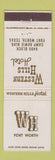 Matchbook Cover - Western Hills Hotel Fort Worth TX WEAR