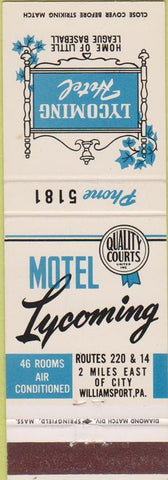 Matchbook Cover - Lycoming Hotel Williamsport PA