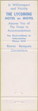 Matchbook Cover - Lycoming Hotel Williamsport PA