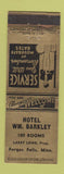 Matchbook Cover - Hotel Wm Barkley Fergus Falls MN