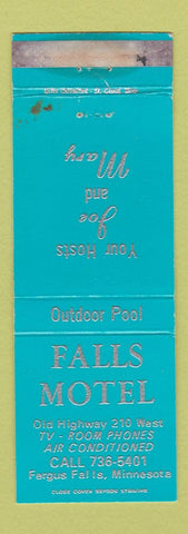 Matchbook Cover - Falls Motel Fergus Falls MN WORN