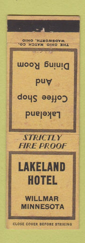 Matchbook Cover - Lakeland Hotel Willmar MN