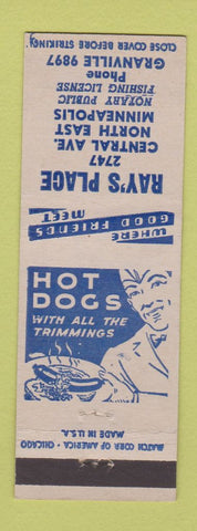 Matchbook Cover - Ray's Place Minneapolis MN Hot Dogs