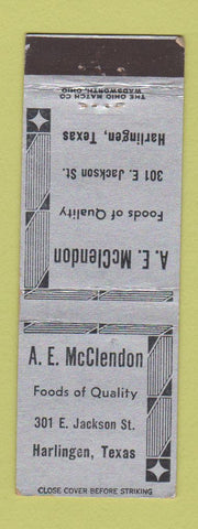 Matchbook Cover - AE McClendon Grocery? Harlingen TX